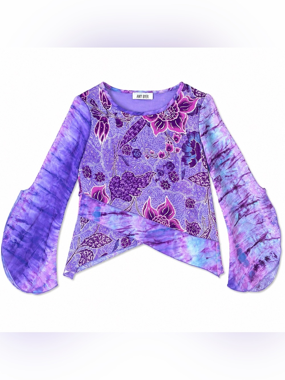 Vintage 90s / Y2K Purple Floral Paisley Bell Sleeve Fairy Top JUNIORS no size